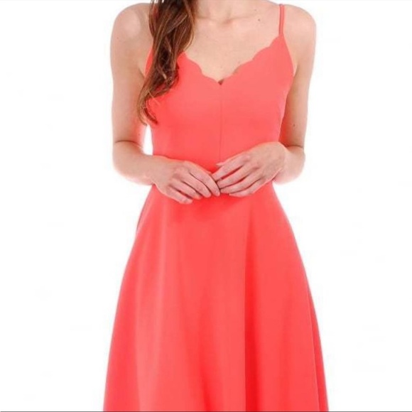 Ted Baker Simbah Scallop Asymmetric Hem Dress Mid Orange 2 (US size 8) - Picture 10 of 11